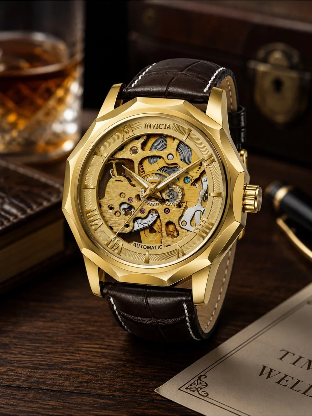 69123 Invicta Objet D Art Epigraph Automatic Men's Watch w/ Skeleton Dial Black